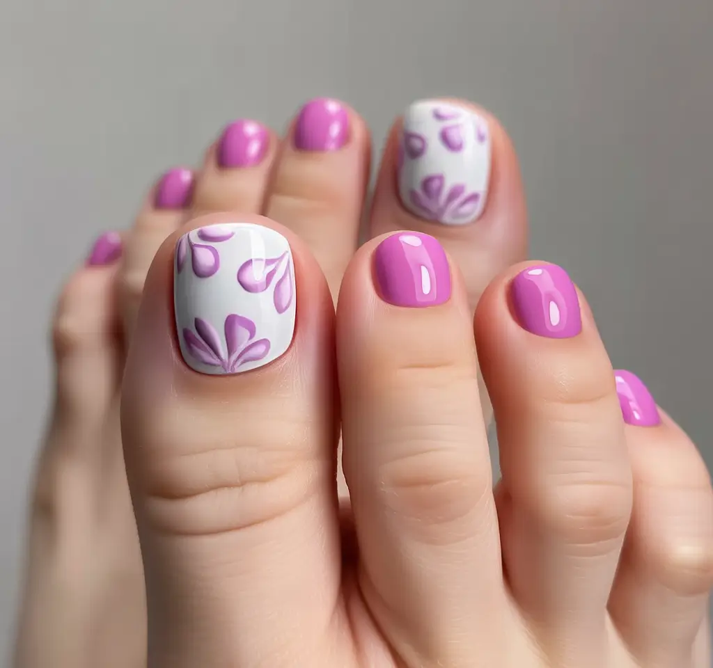 May 2025 Toe Nail Looks You'll Love Vibrant Petal Perfection