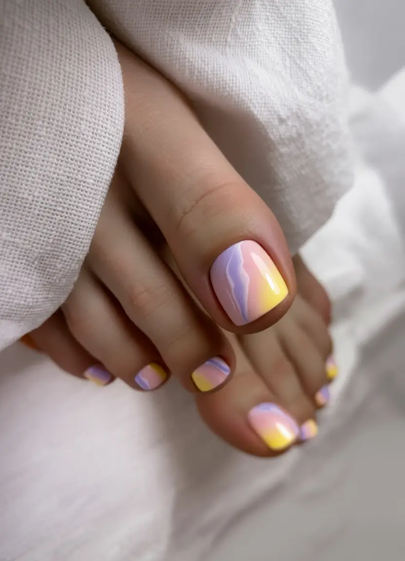 May 2025 Toe Nail Looks You'll Love Dreamy Pastel Skies