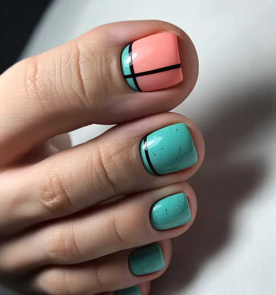 May 2025 Toe Nail Looks You'll Love Chic Geometric Glam