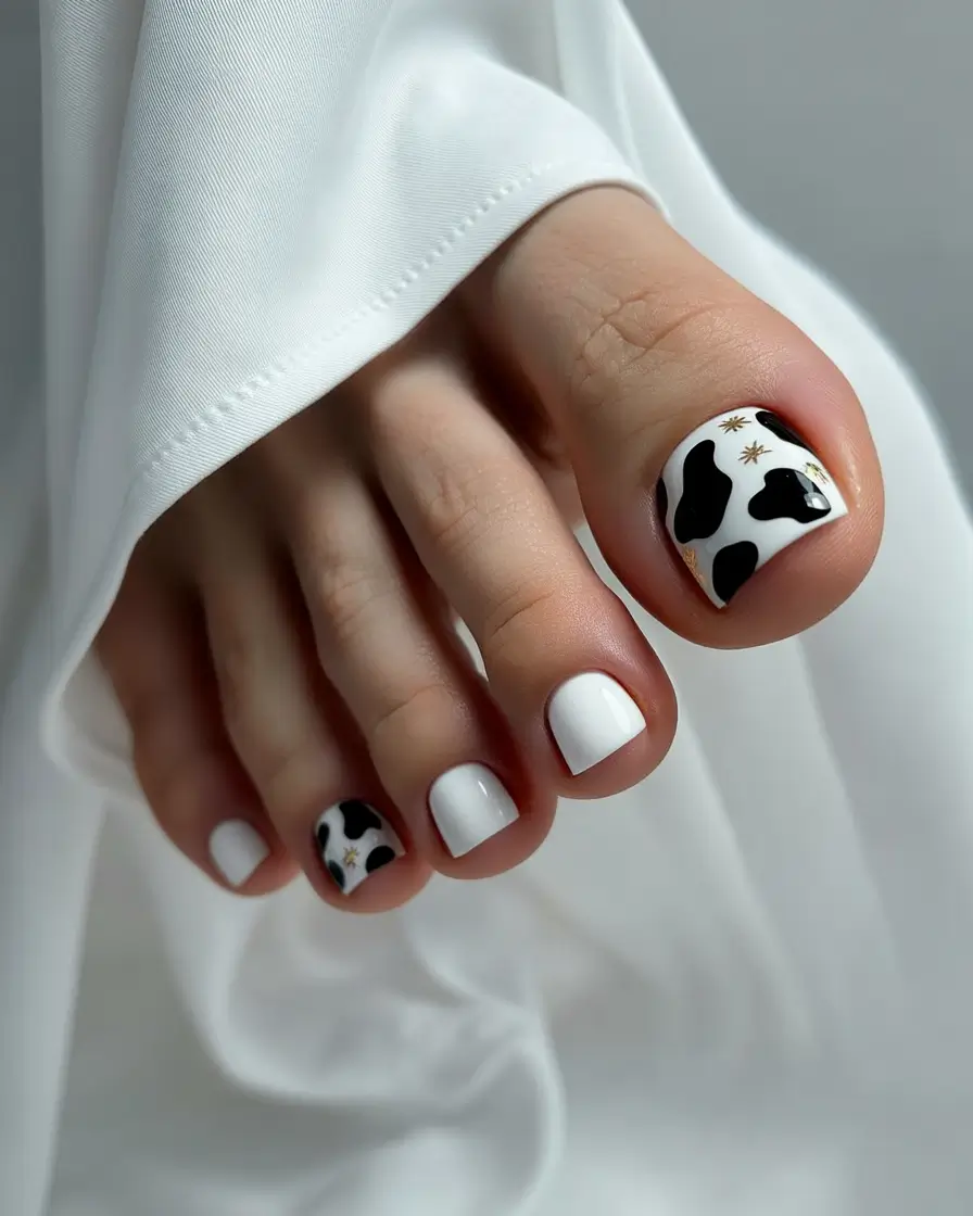May 2025 Toe Nail Looks You'll Love Modern Cow Print Charm