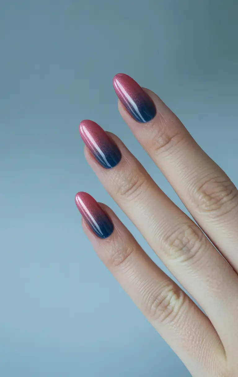 Ombre Nail Designs to Try Summer 2025 Berry to Midnight: Magnetic Ombre Drama