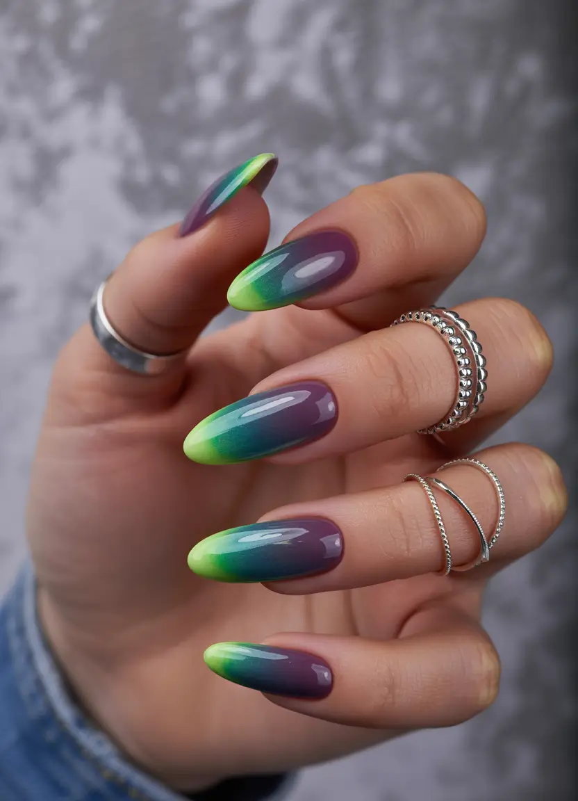Ombre Nail Designs to Try Summer 2025+Electric Jungle: Neon Ombre with an Edge