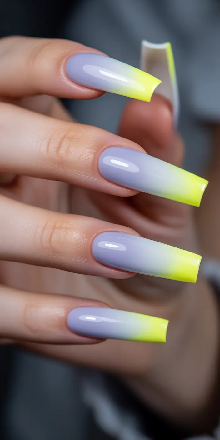 Ombre Nail Designs to Try Summer 2025+Lemon Sherbet Tips: Soft Color Pop with French Vibes