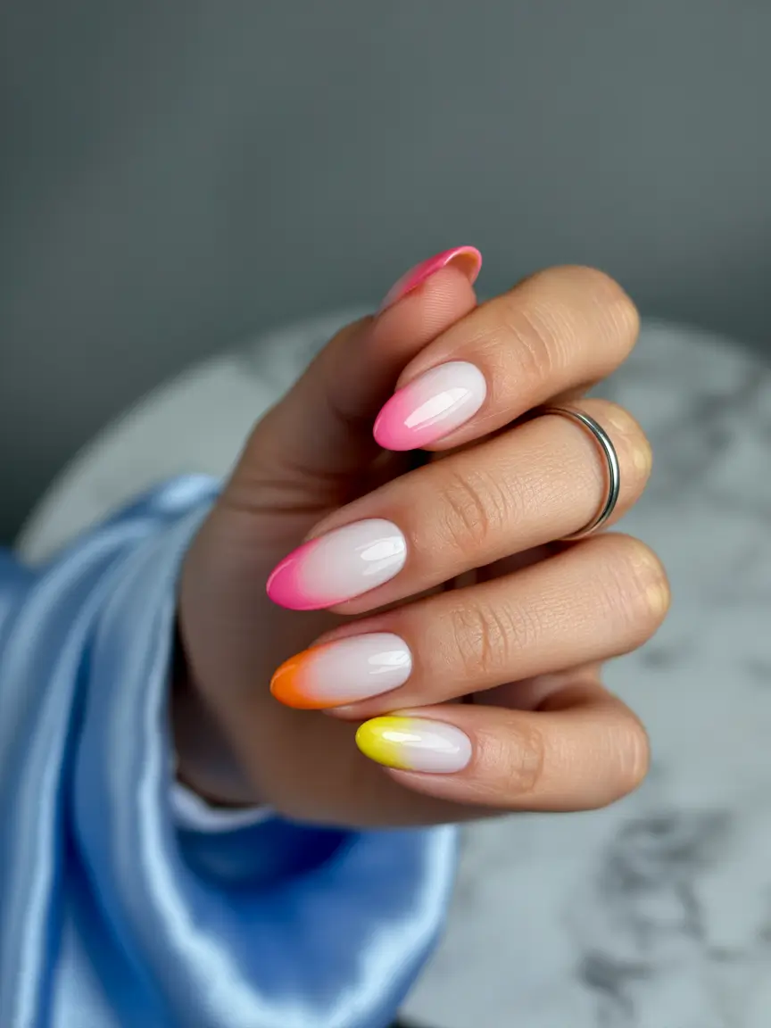 Ombre Nail Designs to Try Summer 2025 Tutti Frutti Ombre Pop