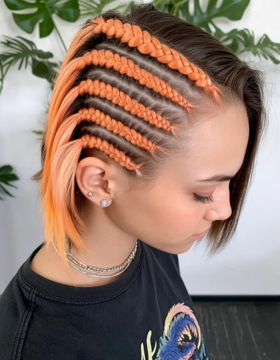 Practical Summer Swimming Hairstyles 2025 - Side-Shaved Cornrow Fantasy