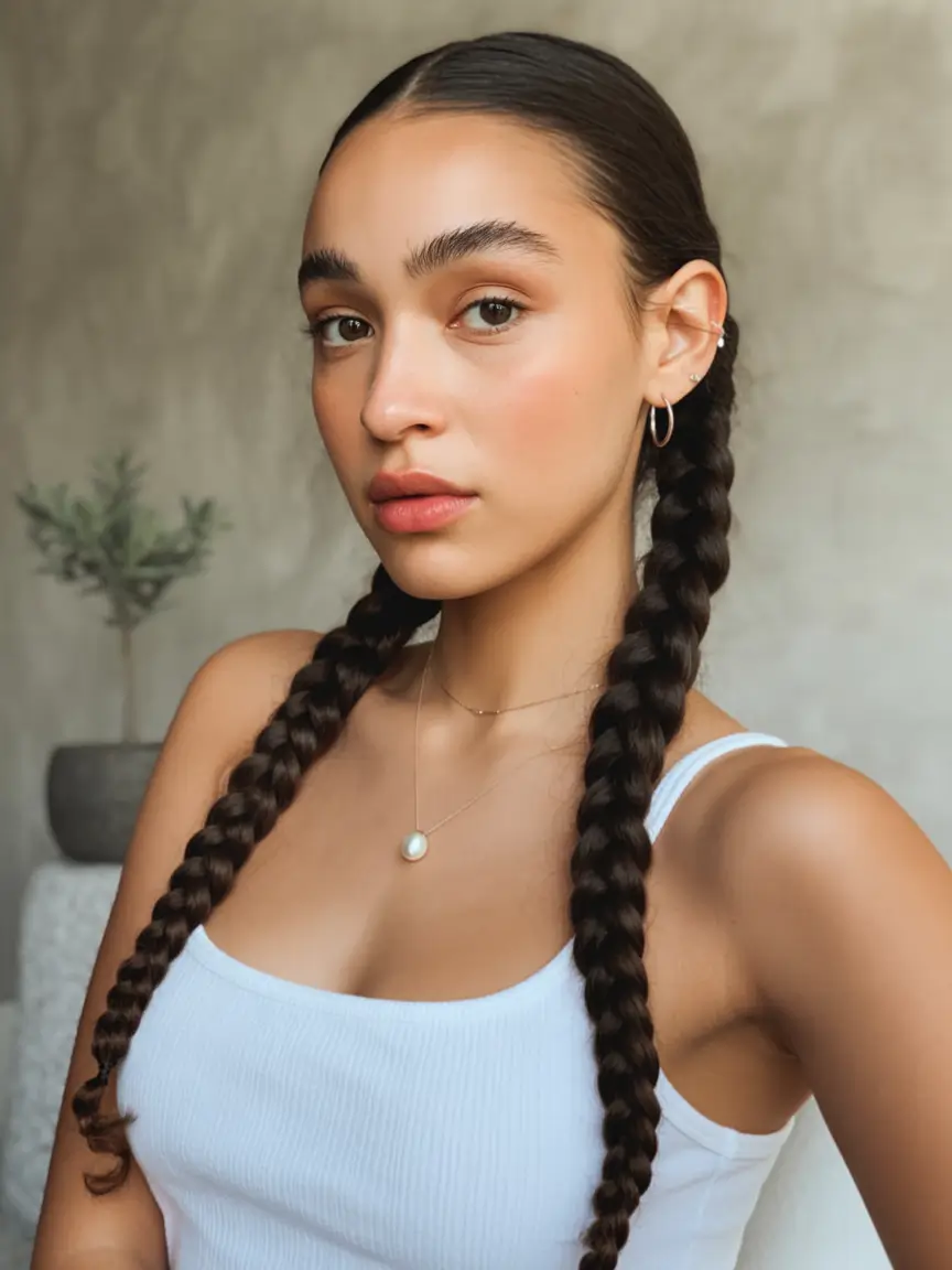 Practical Summer Swimming Hairstyles 2025 - Double Dutch Drama: Sleek Braided Pigtails