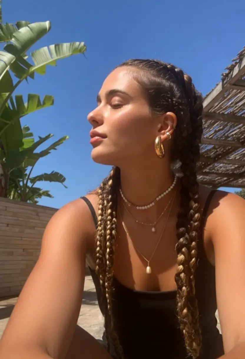 Practical Summer Swimming Hairstyles 2025 - Golden Rope Braids with Luxe Length