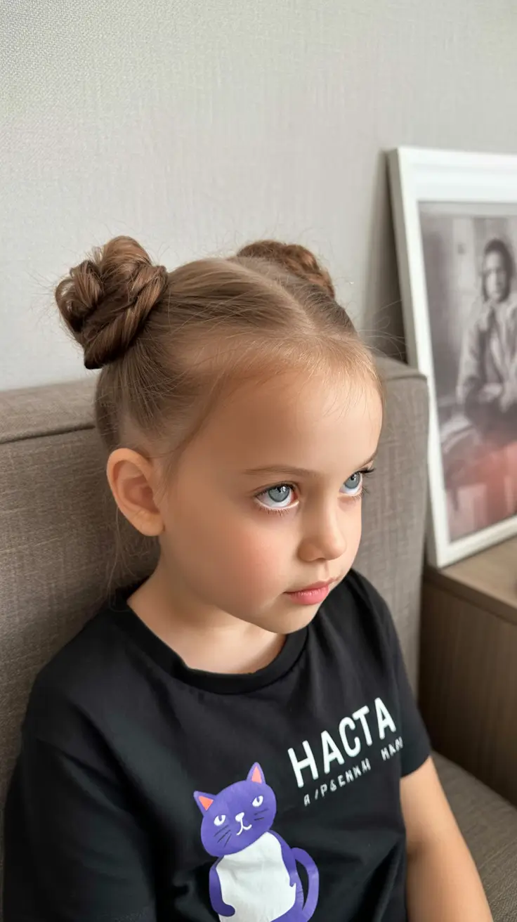 Practical Summer Swimming Hairstyles 2025 Mini Space Buns for Little Summer Stars