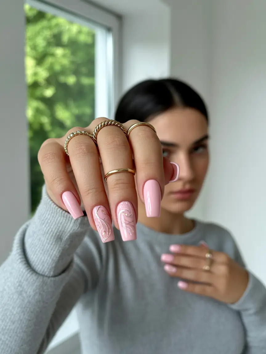 Prettiest Pink Nails for Summer 2025 Glossed Pink with Sculpted Texture
