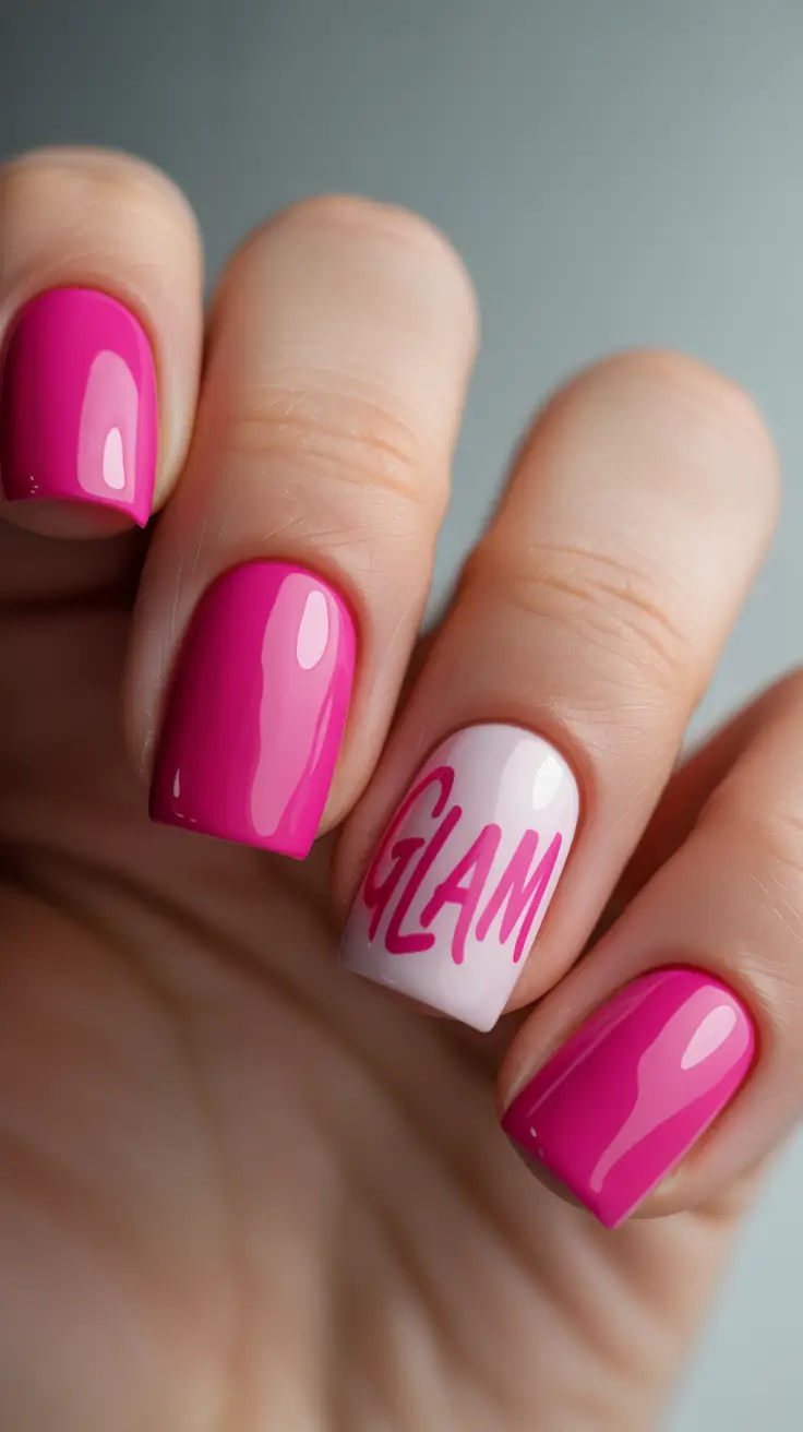 Prettiest Pink Nails for Summer 2025 Glam Statement in All Caps