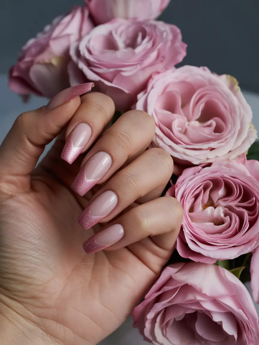 Prettiest Pink Nails for Summer 2025 Soft Pink with a Shimmered Twist