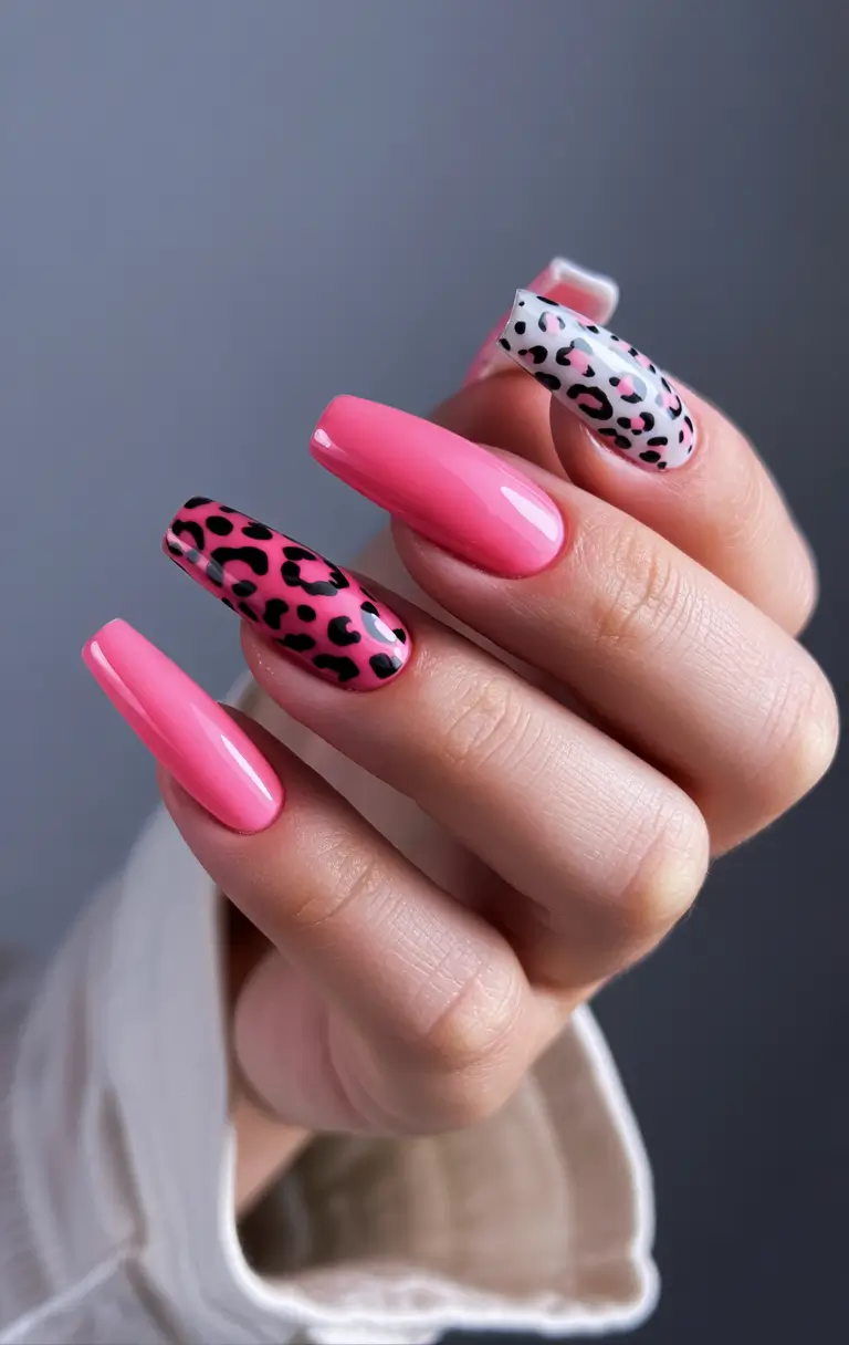 Prettiest Pink Nails for Summer 2025 Wild Pink Safari Vibes
