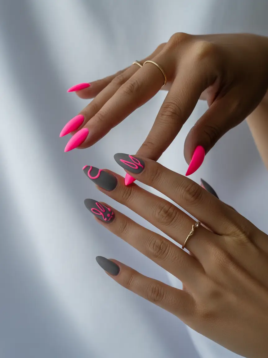 Prettiest Pink Nails for Summer 2025 Matte Bunnycore Meets Neon Pop