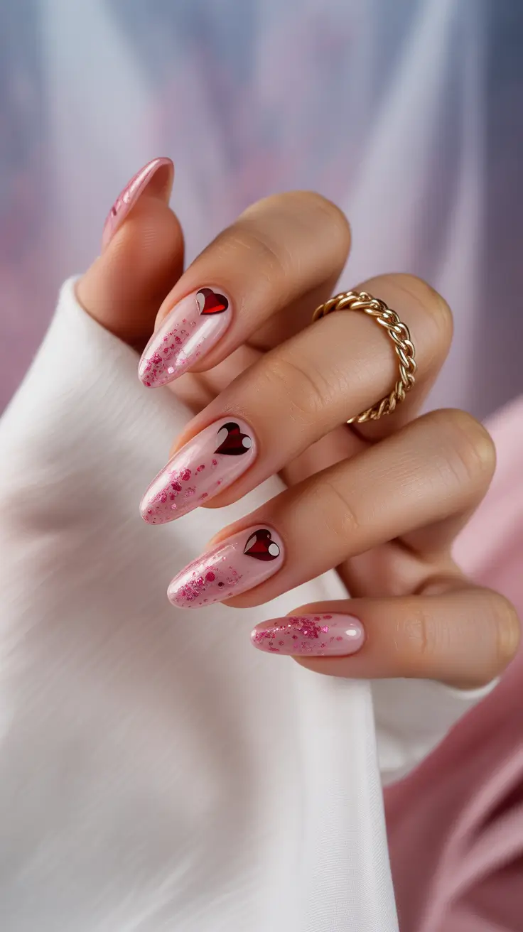 Prettiest Pink Nails for Summer 2025 Glazed Heart Confetti