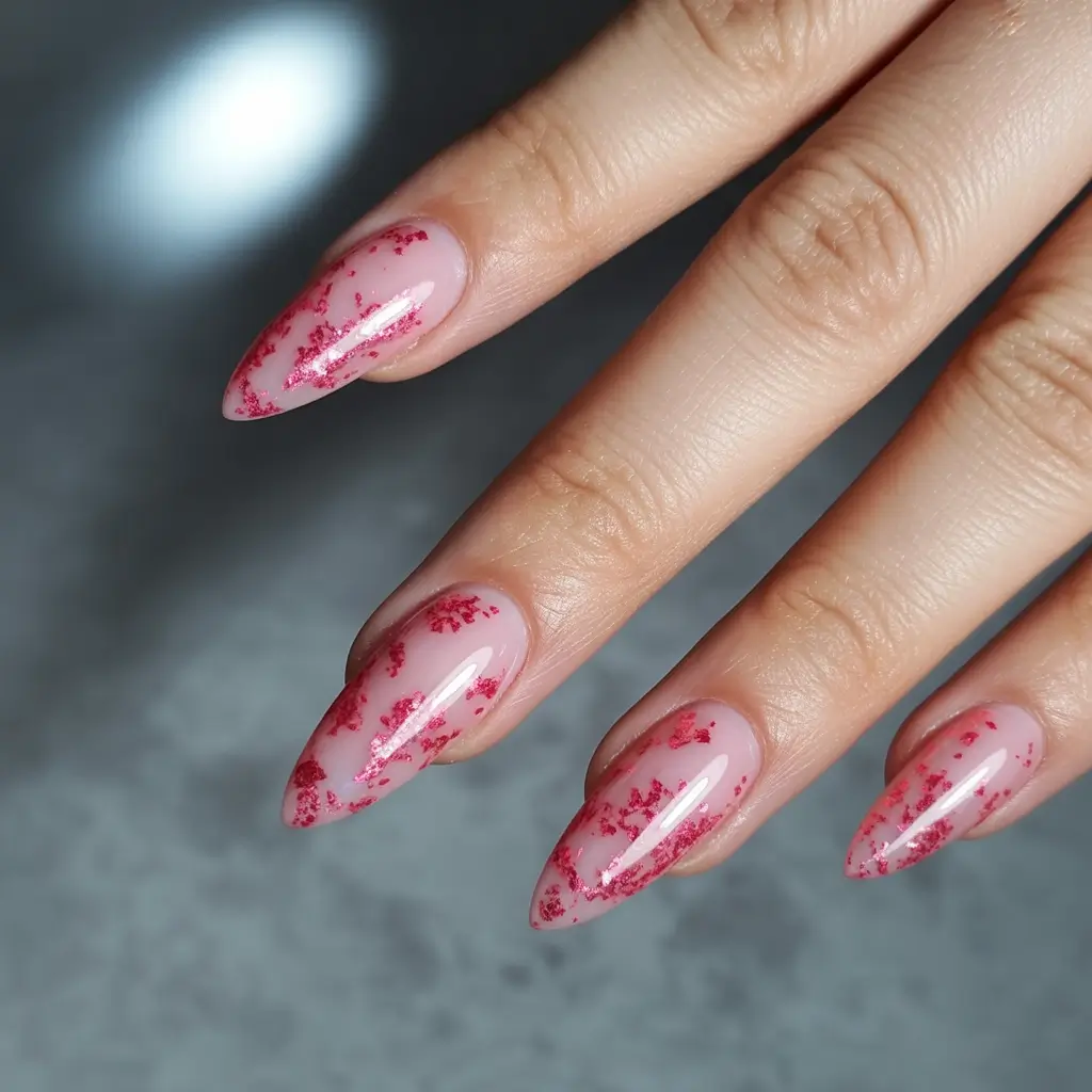 Prettiest Pink Nails for Summer 2025 Pink Speckled Stardust