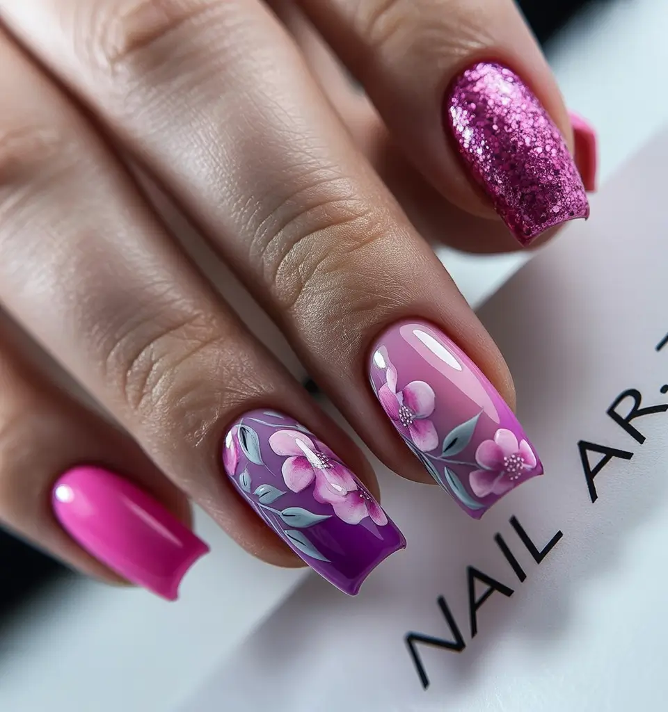 Prettiest Pink Nails for Summer 2025 Garden Party Meets Glitter Bomb