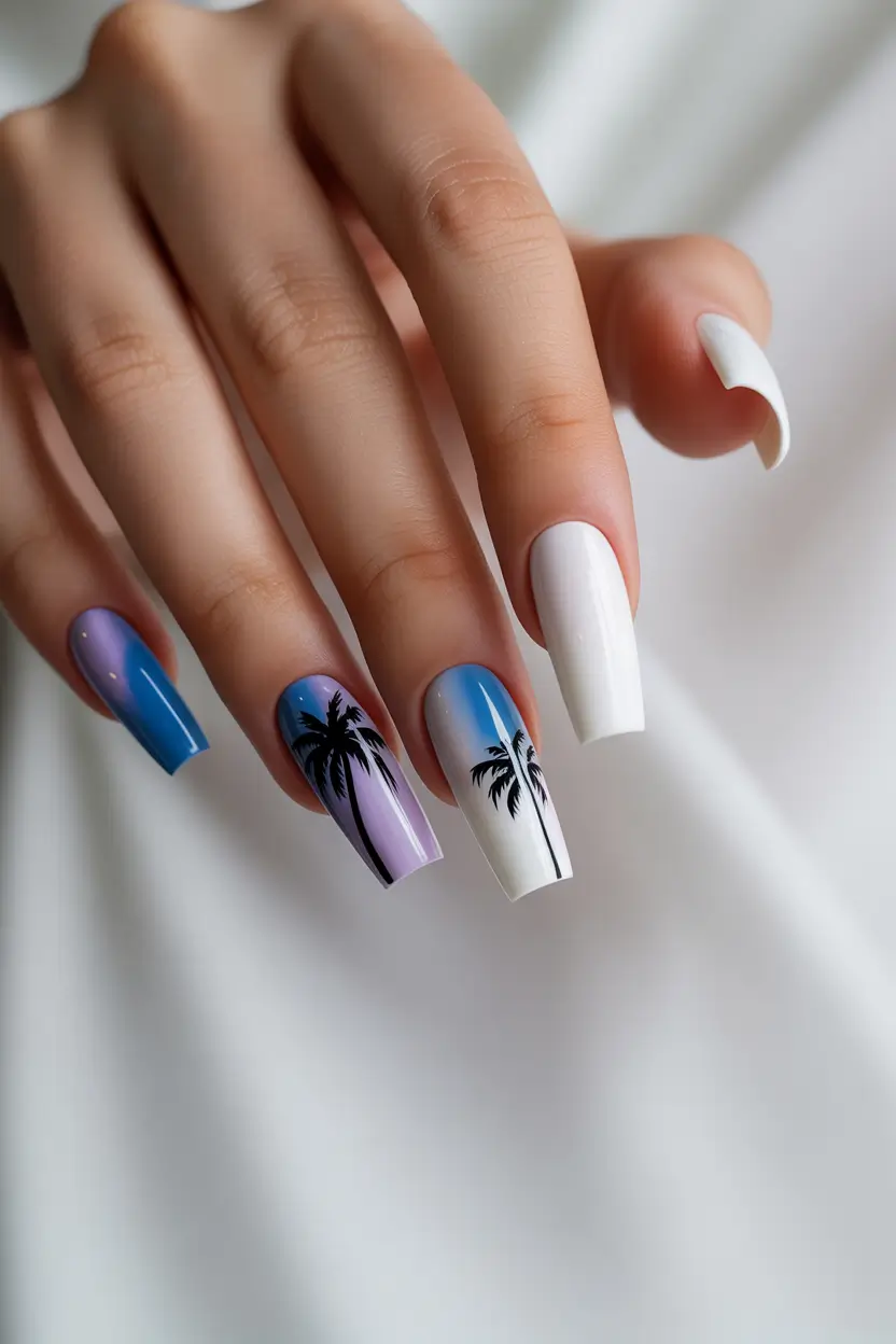 Pretty Summer Nails You’ll Want in 2025 Palm Trees and Poolside Blues