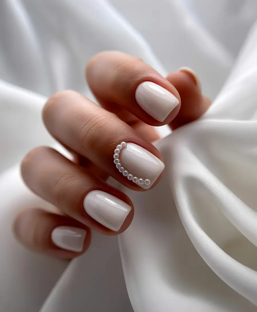 Pretty Summer Nails You’ll Want in 2025 Glossy Pearls and Clean Whites