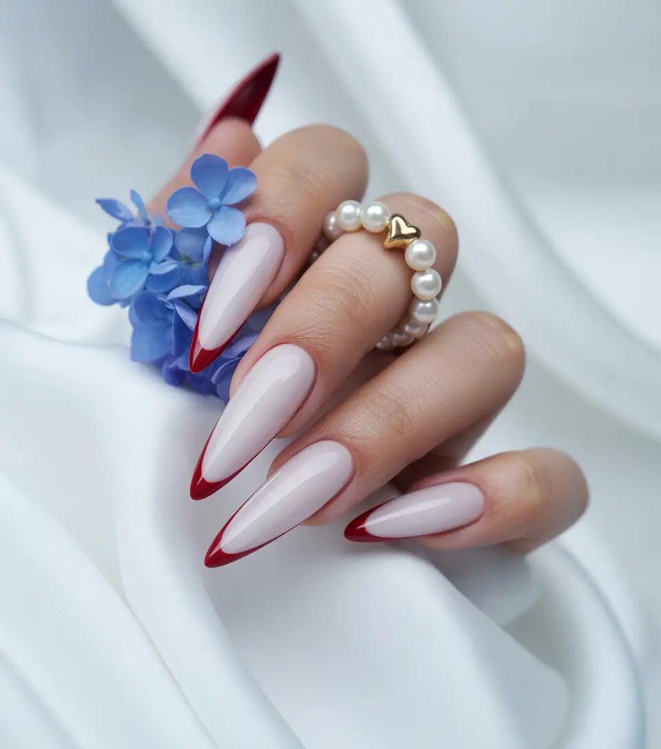 Pretty Summer Nails You’ll Want in 2025 Scarlet Edge: The New French Tip for Almond Lovers