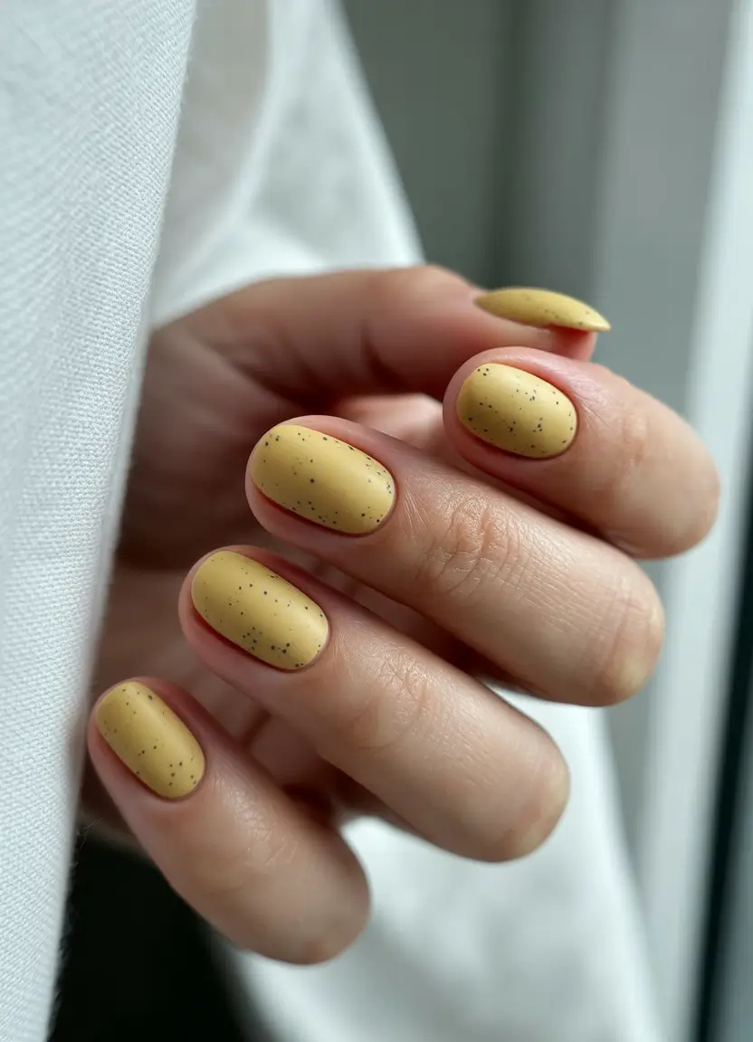 Pretty Summer Nails You’ll Want in 2025 Mustard Matte: Easy Speckled Yellow for Minimalists