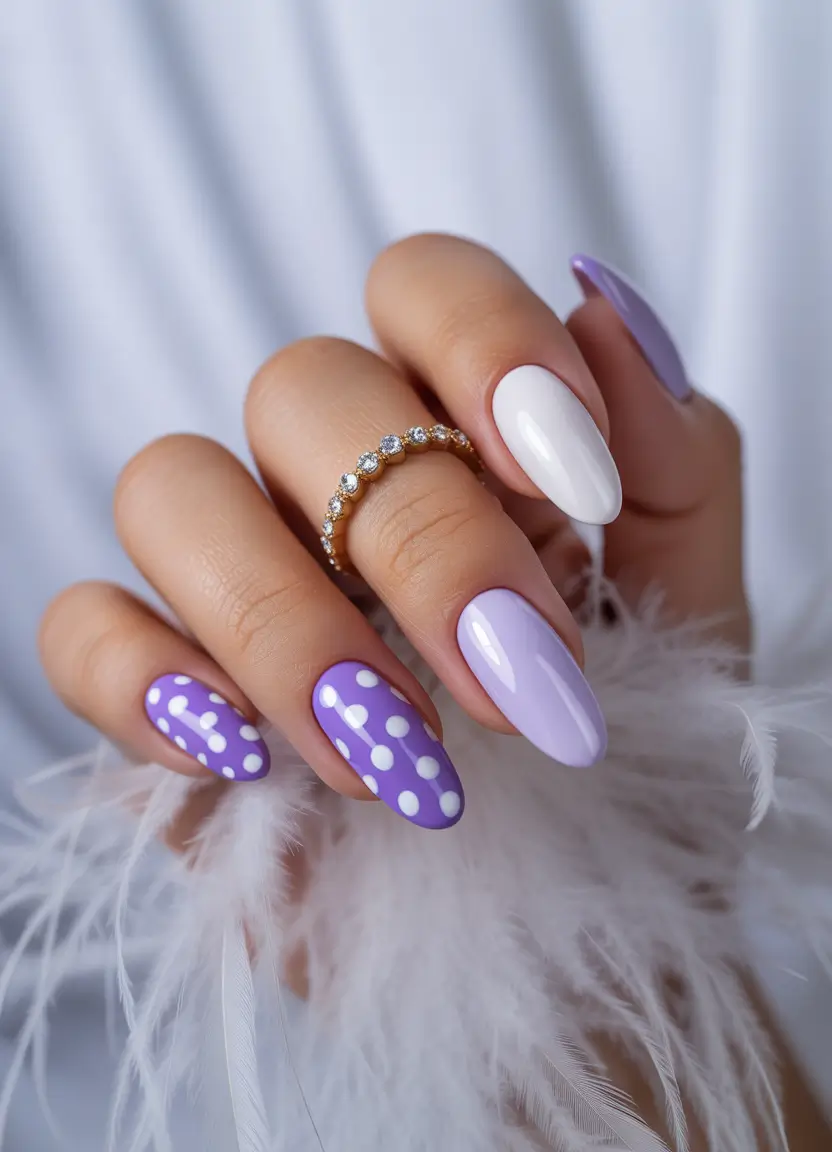 Purple Summer Nails You’ll Love in 2025+Playful Polka in Lavender and White