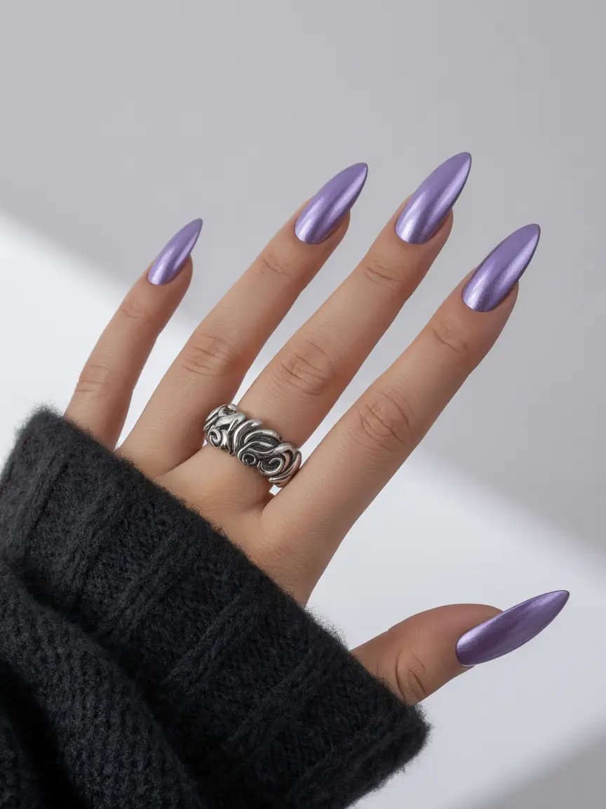 Purple Summer Nails You’ll Love in 2025 Shimmery Lavender for a Light-Reflective Glow