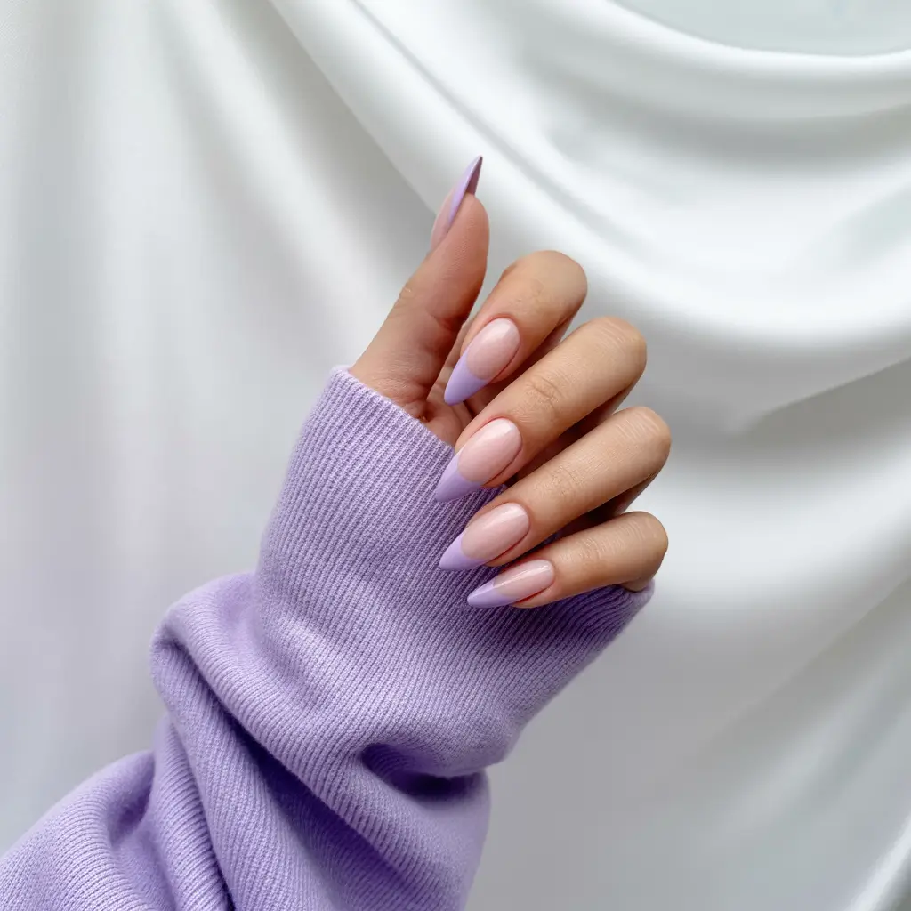 Purple Summer Nails You’ll Love in 2025+Gradient French with Soft Almond Tips
