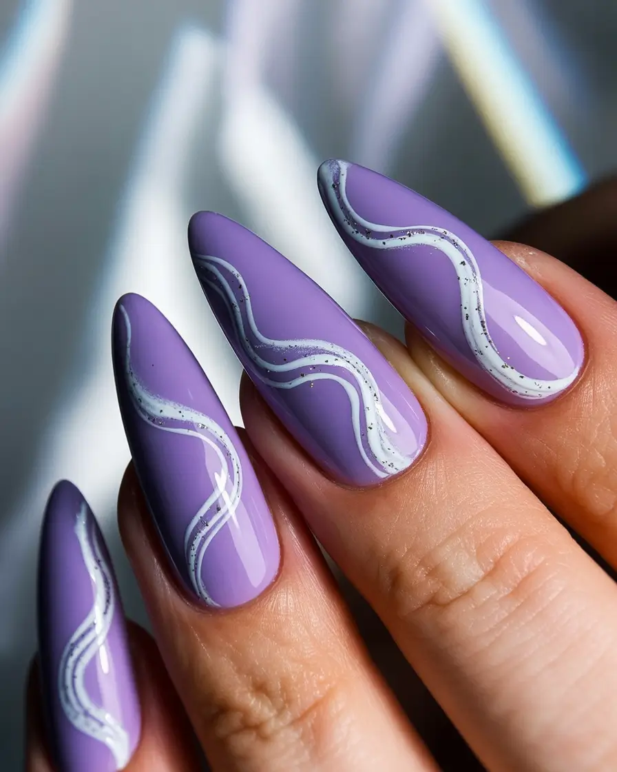 Purple Summer Nails You’ll Love in 2025+Lavender Lightning in Soft Waves