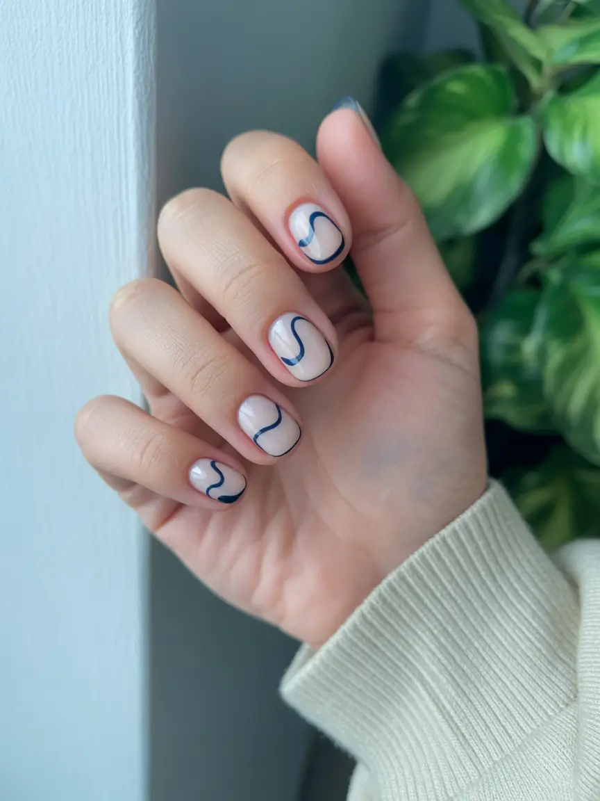 Round Summer Nails That Slay in 2025 Minimalist Waves With a Graphic Twist