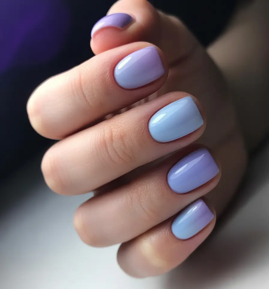 Round Summer Nails That Slay in 2025 Lavender Dip Meets Sunset Fade