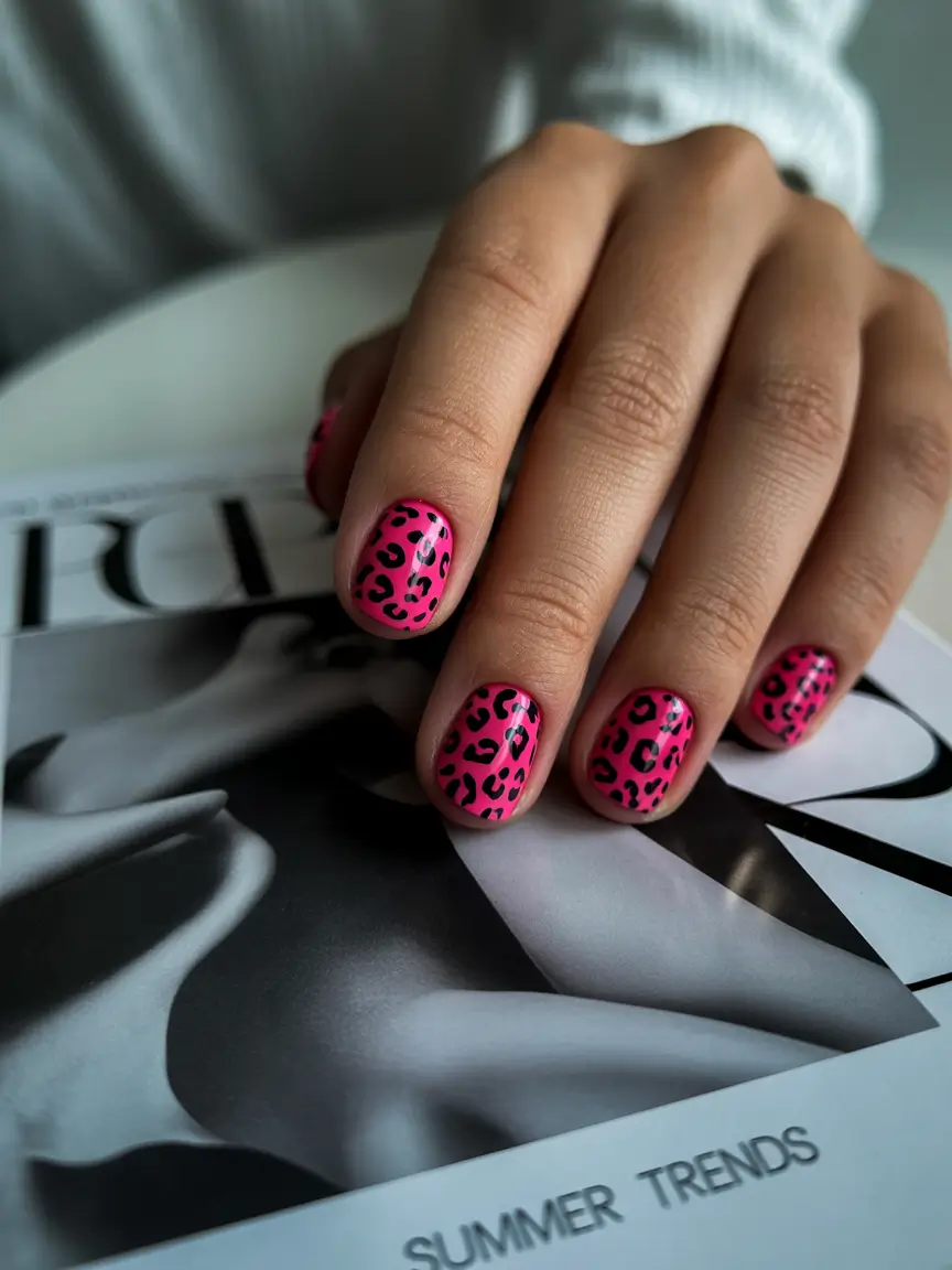 Round Summer Nails That Slay in 2025 Neon Cheetah Queen