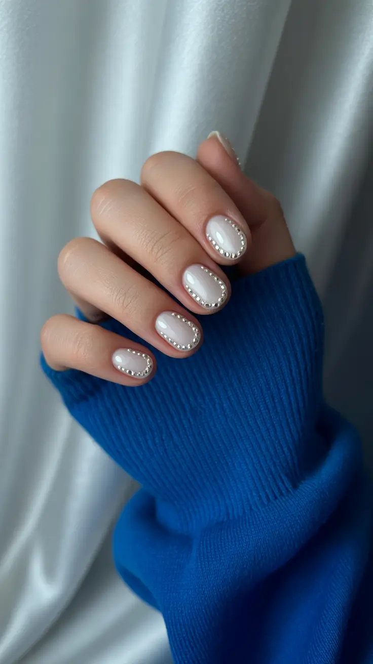 Round Summer Nails That Slay in 2025 Dewy Nude With Luxe Micro-Pearls