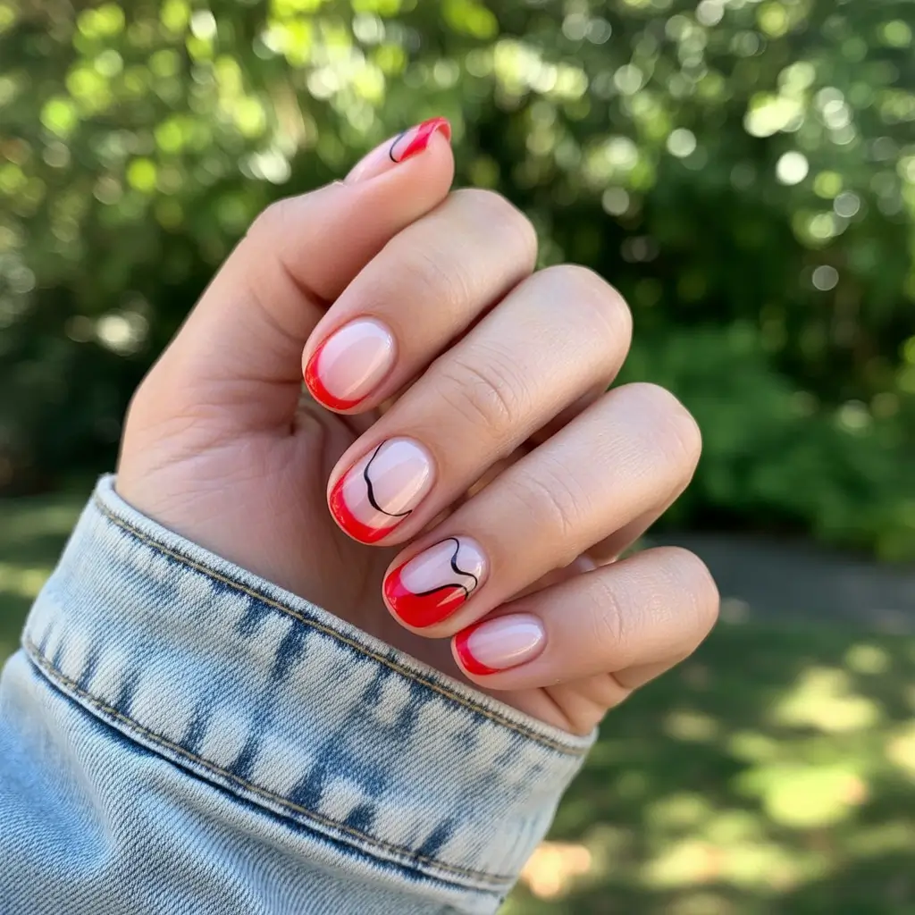 Round Summer Nails That Slay in 2025 Cherry Swirl Tips That Bite Back