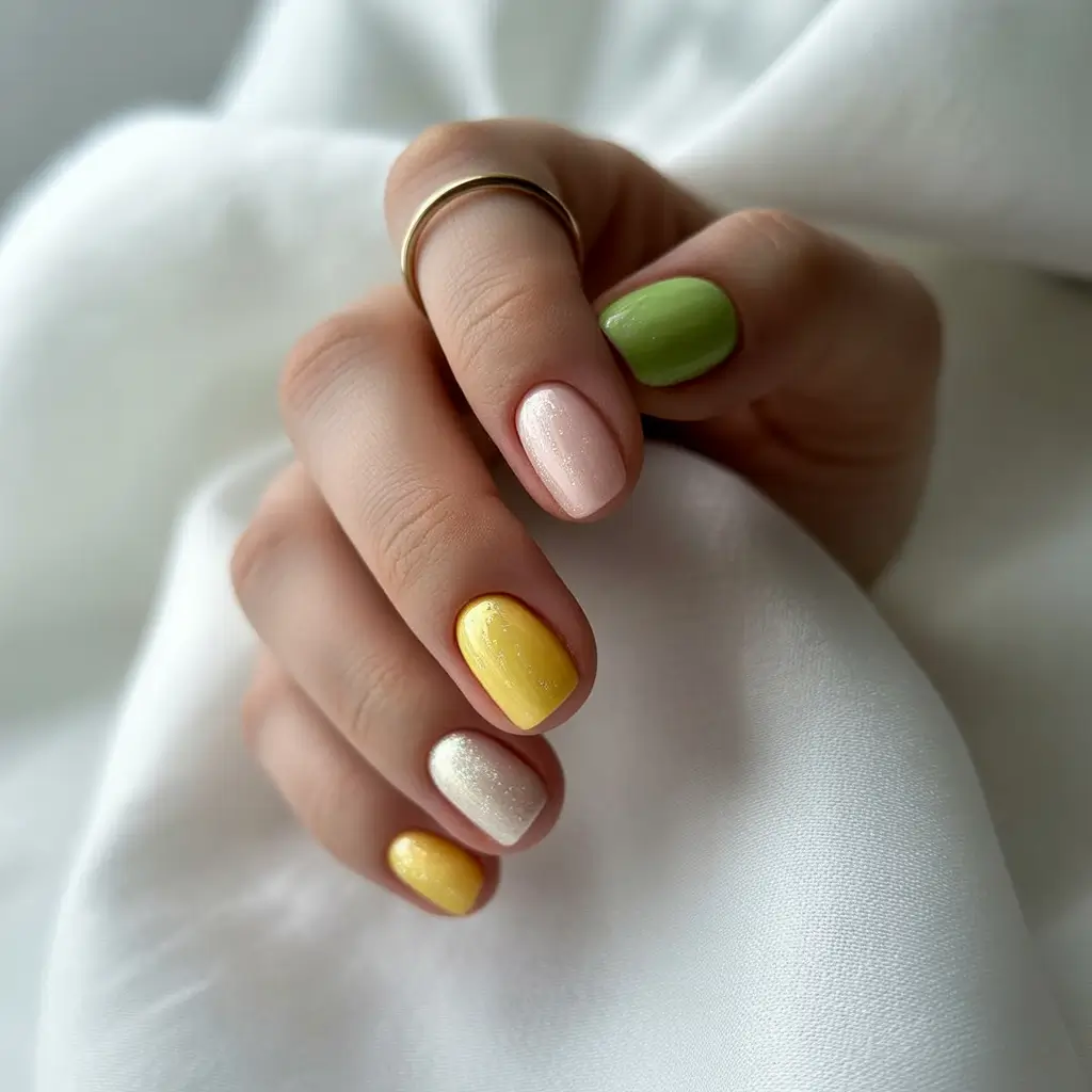 Short Acrylic Nails for Summer 2025 Vibes Fresh Citrus and Sparkle Combo