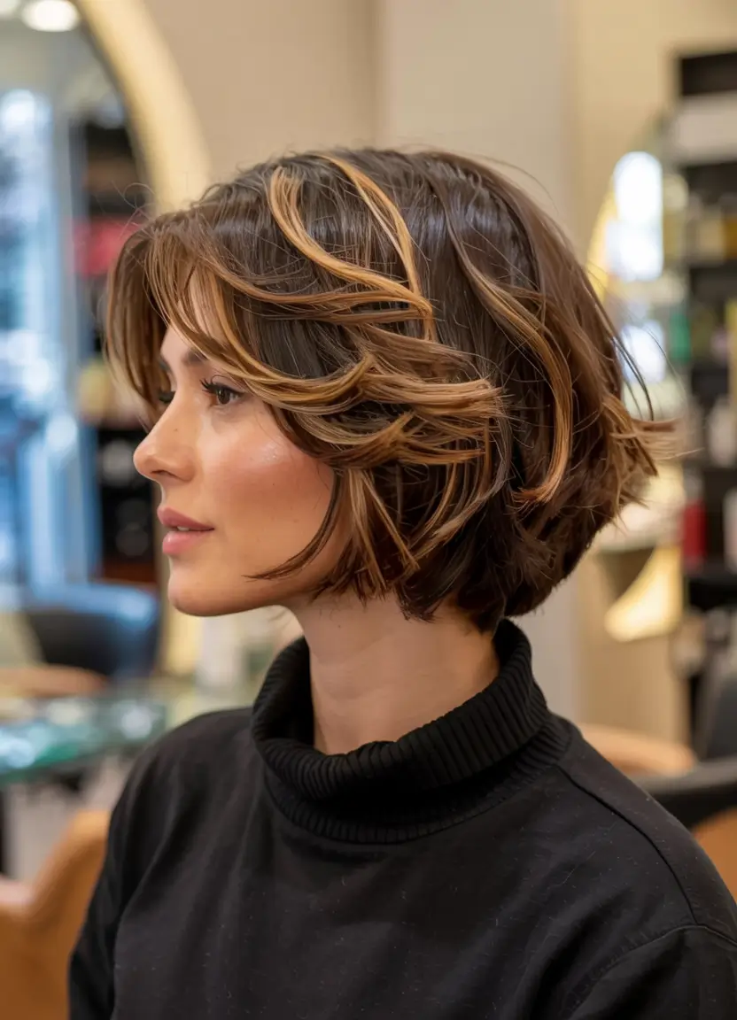 Short & Chic Summer Haircuts - Must-Try 2025 Looks Layered Chocolate Swirl Bob