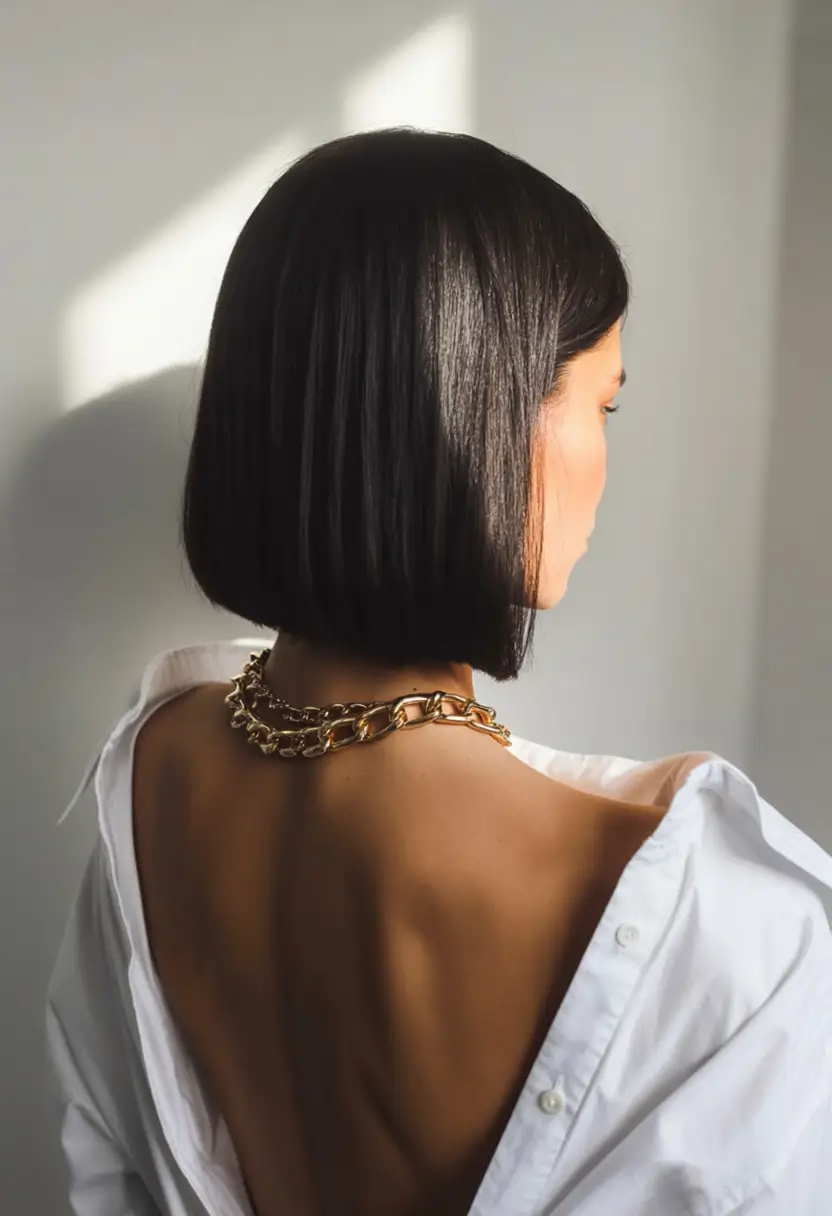 Short & Chic Summer Haircuts - Must-Try 2025 Looks - Glossy Drama: The Ultra-Sharp Power Bob