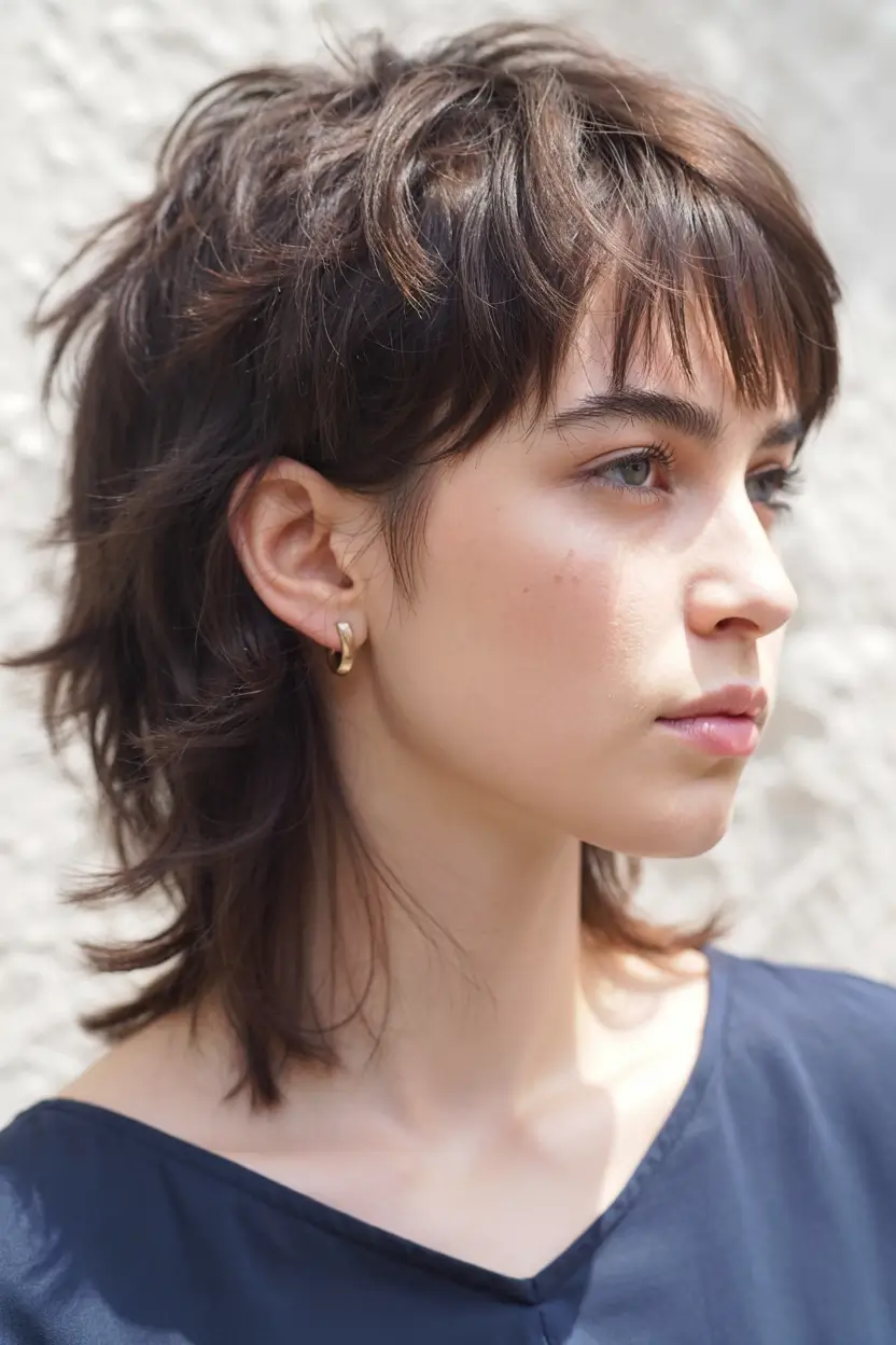 Short & Chic Summer Haircuts - Must-Try 2025 Looks Textured Mini Mullet with Fringe