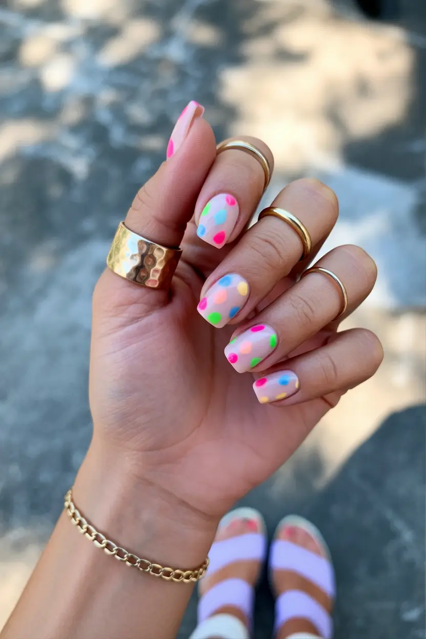 Short Summer Nails You’ll Want in 2025 - Neon Polka Dots