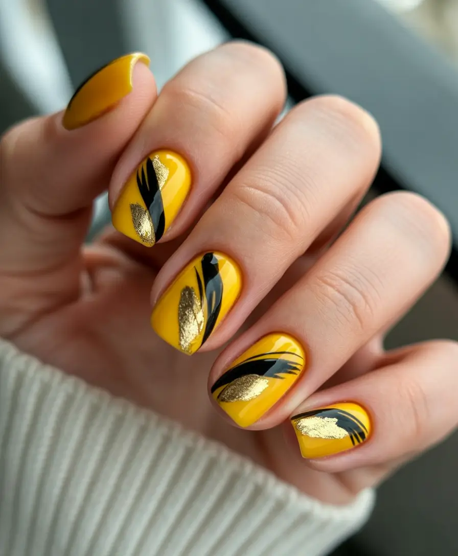Short Summer Nails You’ll Want in 2025 - Golden Sunburst