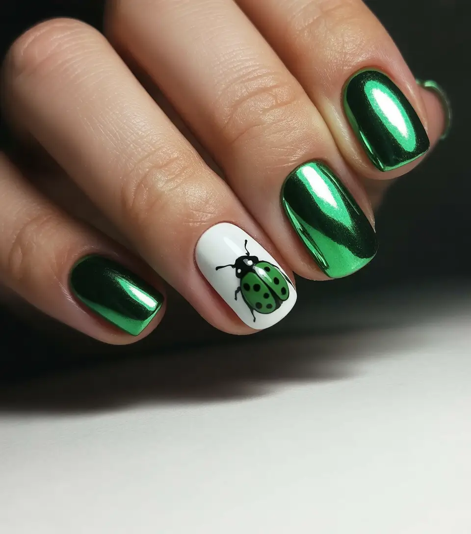 Short Summer Nails You’ll Want in 2025 - Shiny Beetle Charm
