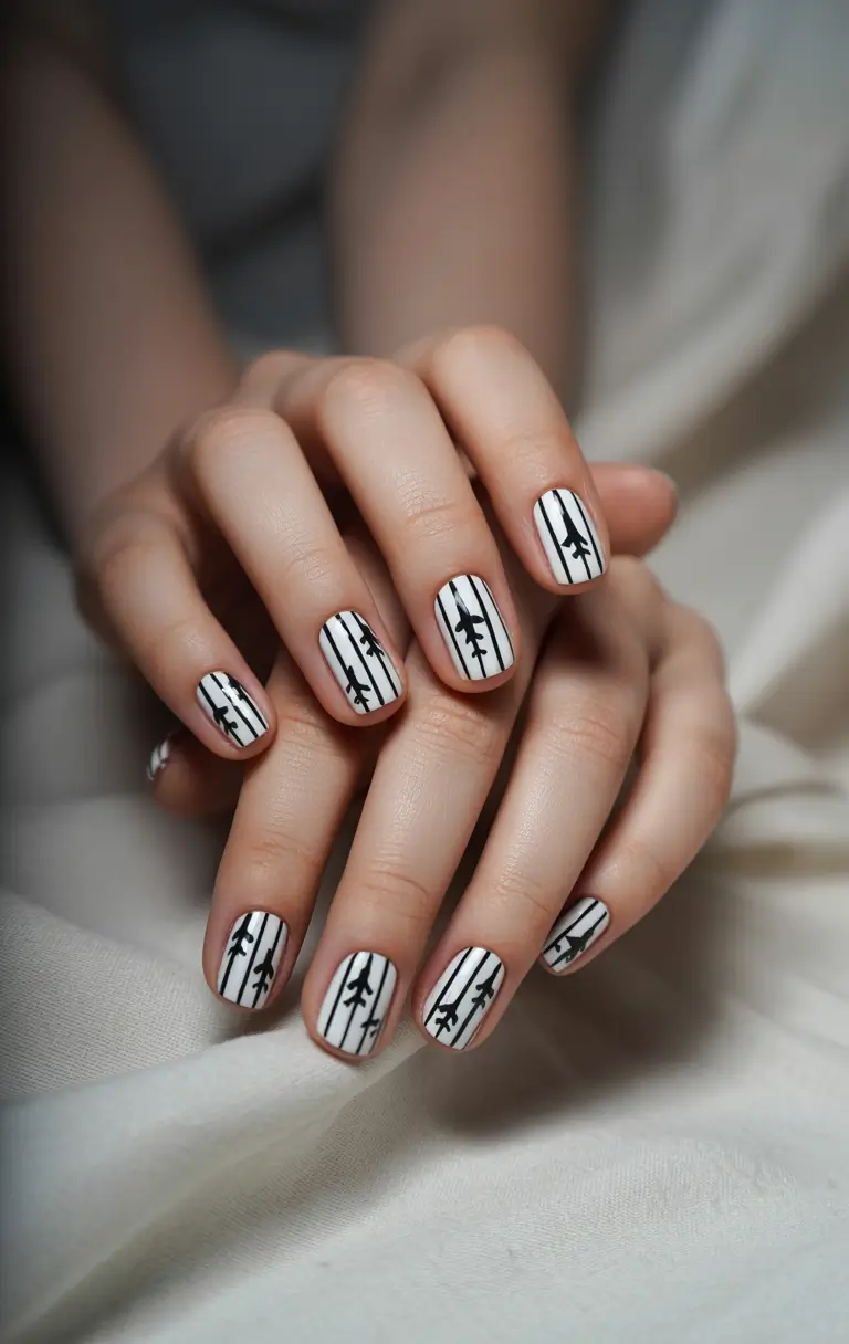 Short Summer Nails You’ll Want in 2025 - Monochrome Forest Lines