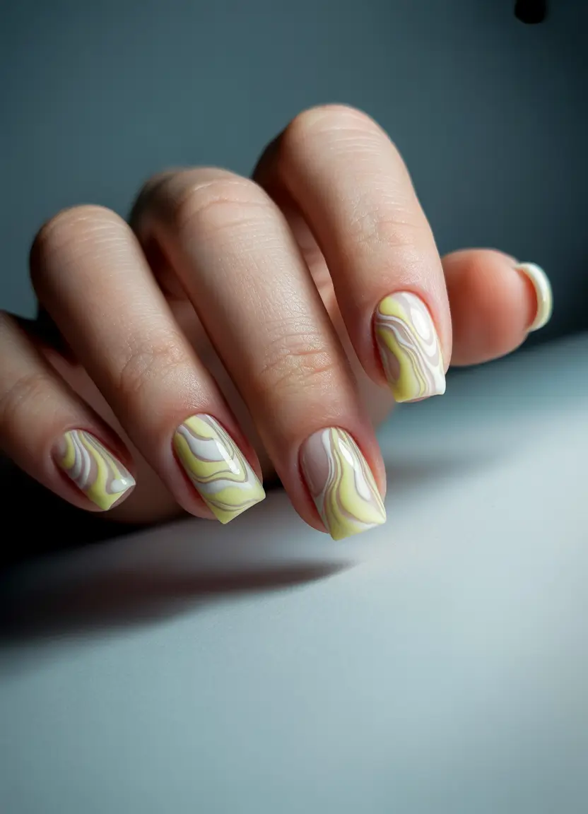 Short Summer Nails You’ll Want in 2025 - Soft Marble Swirls