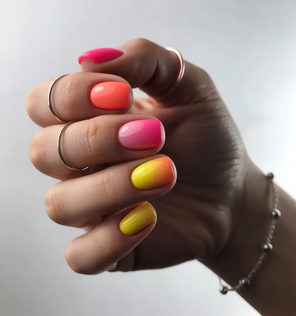 Short Summer Nails You’ll Want in 2025 - Sunset Ombre