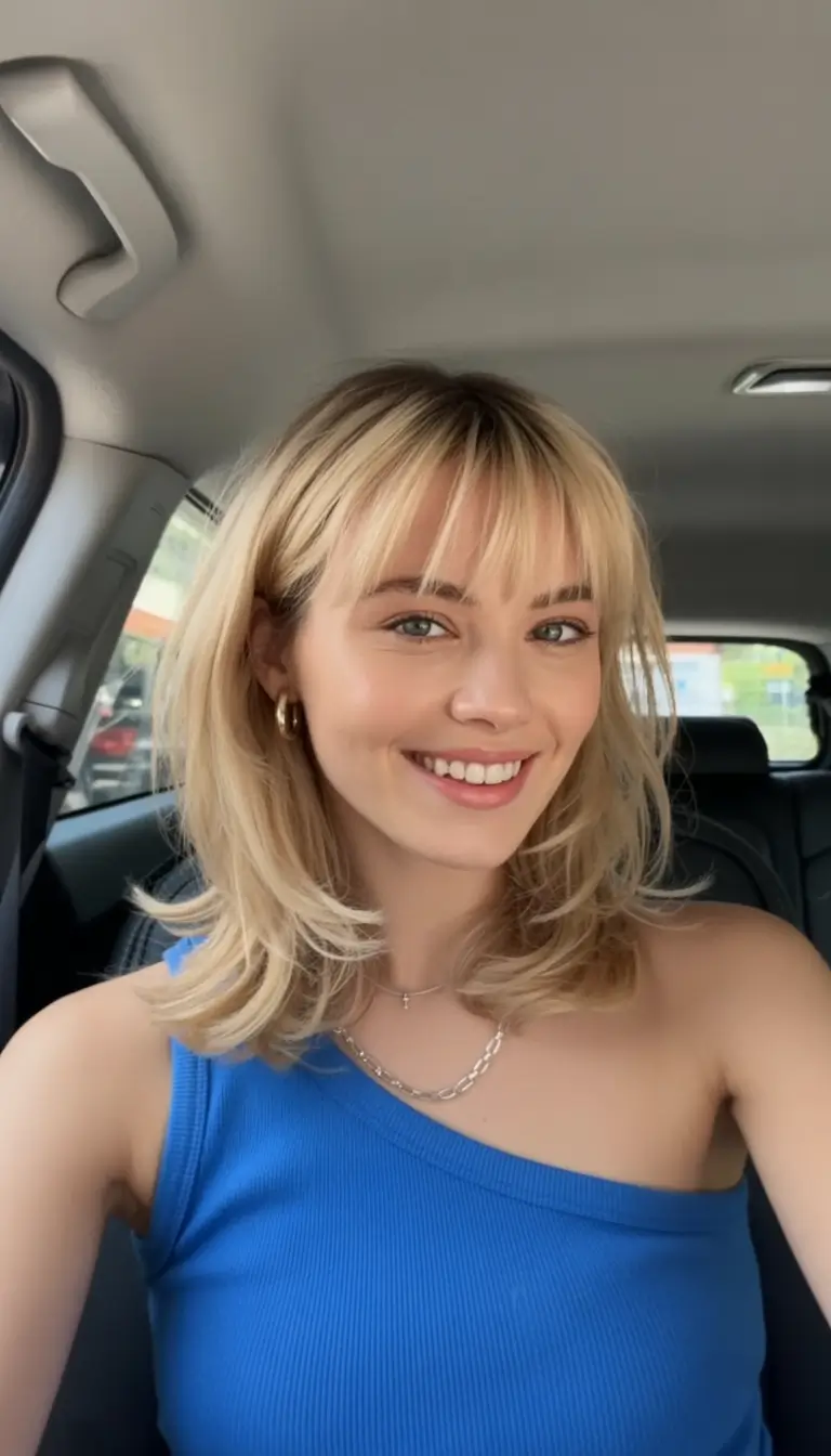 Summer 2025 Bangs Haircuts - Curtain Fringe Ideas Soft Blonde Butterfly Curtain Layers