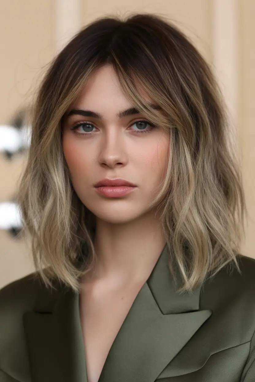 Summer 2025 Bangs Haircuts - Curtain Fringe Ideas Dimensional Balayage with Sculpted Curtain Fringe