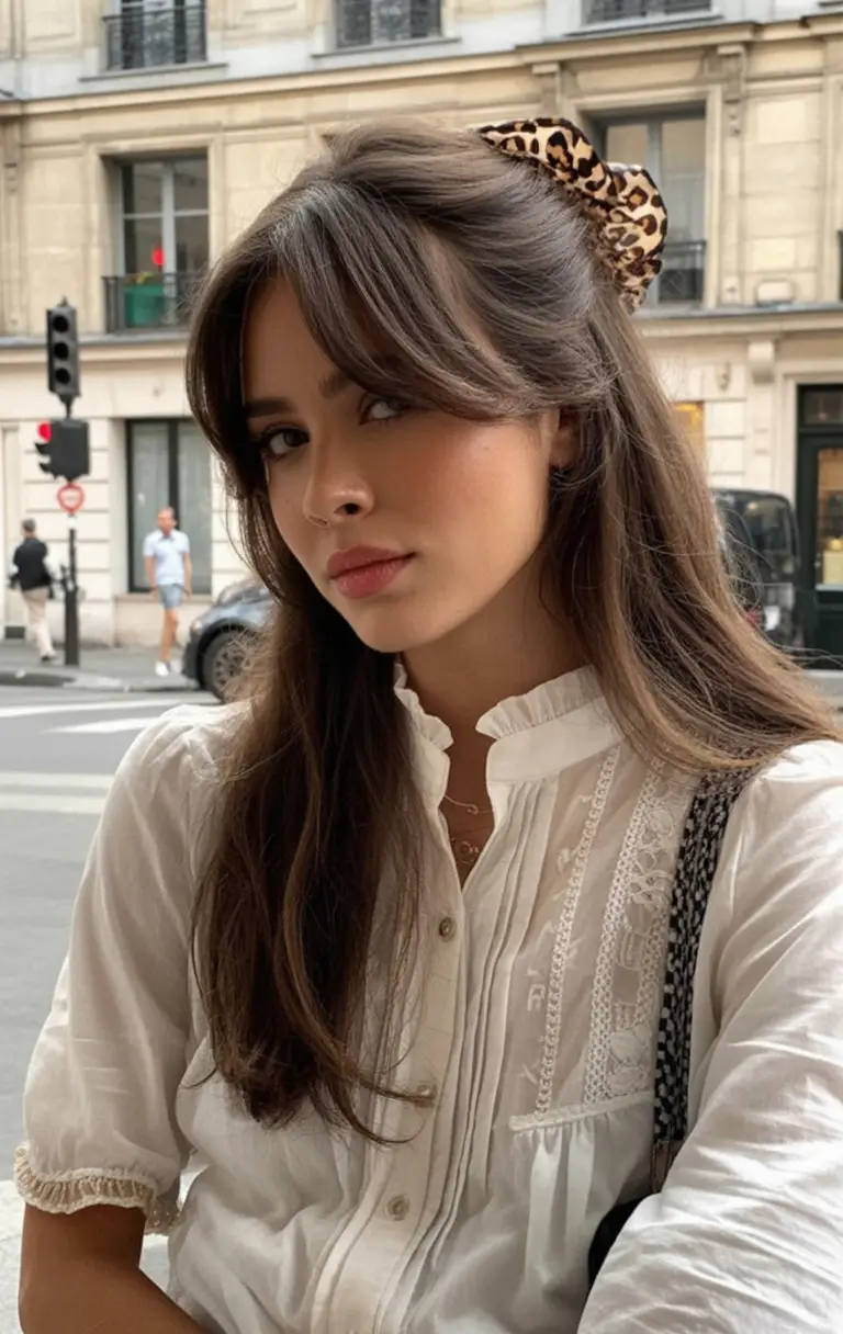Summer 2025 Bangs Haircuts - Curtain Fringe Ideas+Half-Up Chic with Framing Fringe