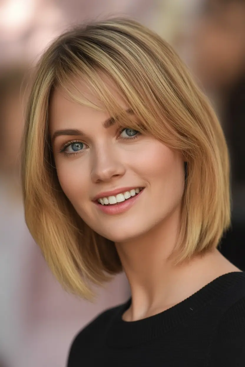 Summer 2025 Bangs Haircuts - Curtain Fringe Ideas+Light Side Bangs on a Soft Blonde Bob