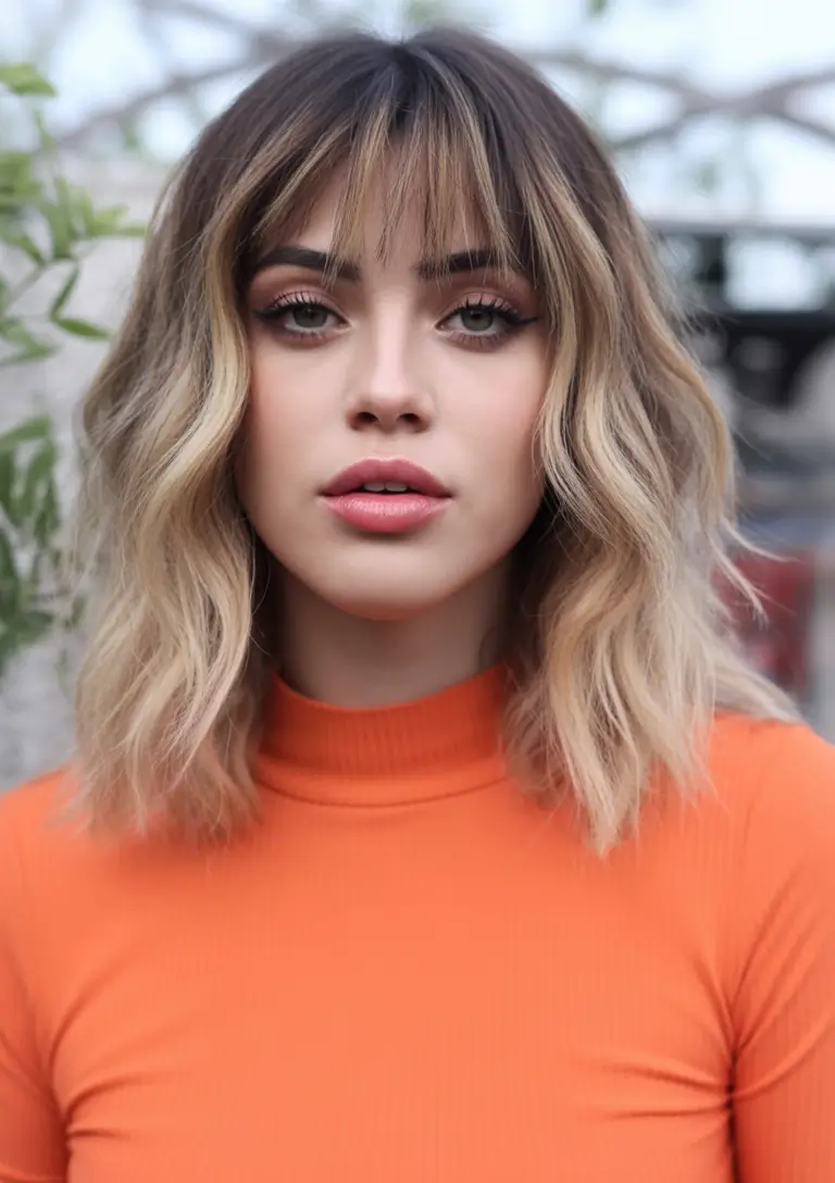 Summer 2025 Bangs Haircuts - Curtain Fringe Ideas Shoulder-Length Melt with Bold Curtain Bangs