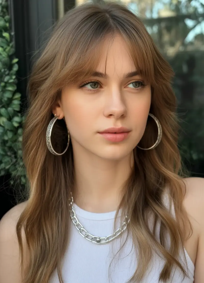 Summer 2025 Bangs Haircuts - Curtain Fringe Ideas Golden Layered Soft Shag with Curtain Fringe