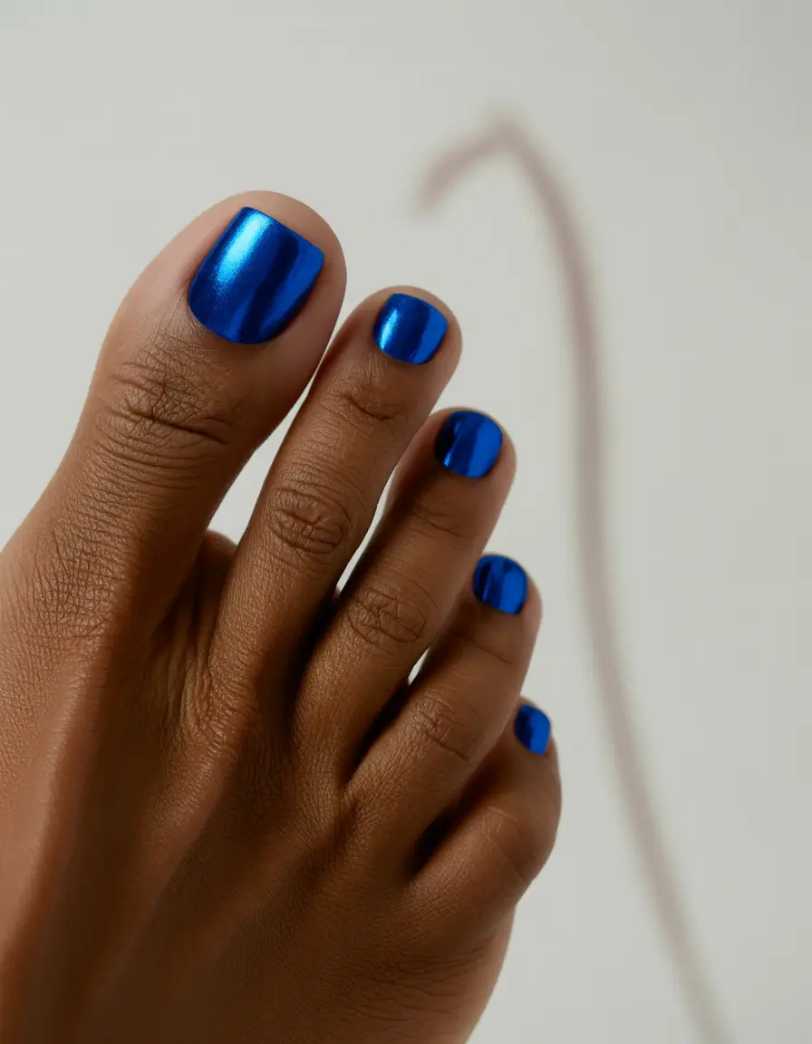 Summer 2025 Toe Nail Ideas You’ll Want to Copy - Bold Sapphire Shine